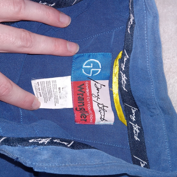 Wrangler George Strait Shirt Mens Size L Blue Button Down Long Sleeve Rayon - Picture 7 of 10